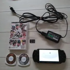 極美品★psp3000本体★黒★純正バッテリー、ゲーム３つ、メモリー、充電器付き