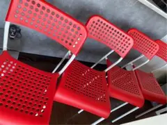 美品　IKEA ダイニングチェア　赤　かわいい　引取専用