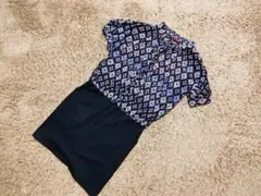 美品 ヴィヴィアンタム 総柄シフォン ストレッチスカート ドッキングワンピース