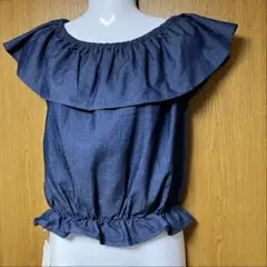 新品　デニム　オフショルダー　トップス