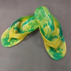 ギョサン　マーブル　黄×緑　L　新品