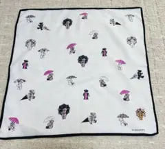 希少BURBERRY テディベア刺繍 が可愛い大判ハンカチ 淡いブルー
