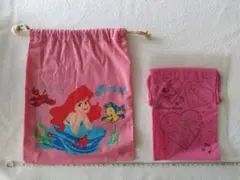 新品☆リトルマーメイド 巾着袋＆ディズニーストア小袋 ピンク