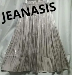 美品　JEANASIS　光沢シャイニープリーツ　グレーベージュ