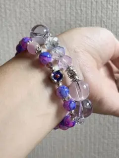 No.209 ハンドメイドブレスレット紫系2本セット