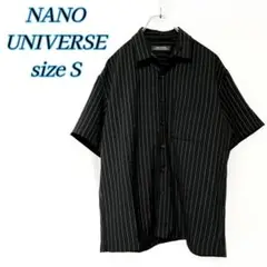 NANO UNIVERSE　TRストライプレギュラーカラーシャツ　ブラックS