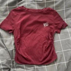 バーガンディ 半袖Tシャツ ロゴ付き