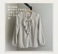 Te chichi ボウタイブラウス リボン フリル ストライプ M