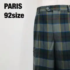 PARIS パリス　チェック柄　スラックス　グリーン　F5