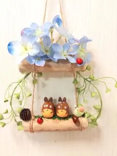 どんぐりアート　梅雨　アジサイ　壁掛け