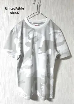 【美品】　UnitedAthle ユナイテッドアスレ　白迷彩ドライＴシャツ　S