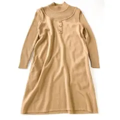 FOXEYフォクシー ロング ニット 長袖 ワンピース ハイネック L 茶色