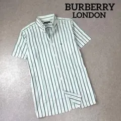 BURBERRY LONDON ボタンダウン ストライプ 半袖 シャツ Mサイズ