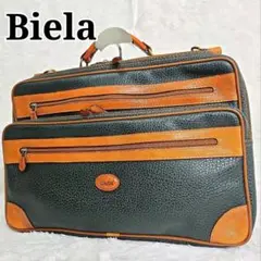 Biela 本革 ビジネスバッグ 2室 A4 可 大容量 緑　茶 ダブル