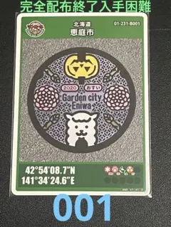 マンホールカード北海道恵庭市B 完全配布終了 入手困難　激レア初期ロット001