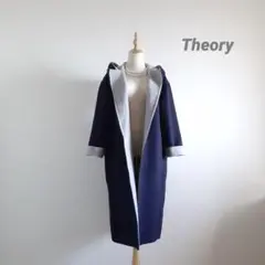 Theoryセオリー コート ダブルフェイス バイカラーコート フード