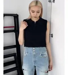 EMODA フリンジヤーンジップタンクトップ