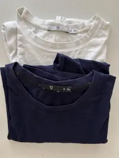 UNIQLO＋J（半袖Tシャツ）コットン （M）濃紺、ホワイトの2枚セットで‼️