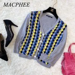 MACPHEE アーガイル柄 七分袖カーディガン コットン トゥモローランド