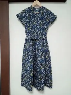 【着画有】日本製　bleu celesteブルーセレステ　ワンピース　リバティ風