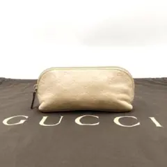 GUCCI 化粧ポーチ シマ レザー GG柄 型押し 小物入れ メイク