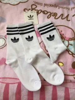adidas ホワイト ストライプ ソックス　2足セット　新品