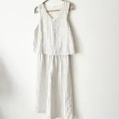 COLZA コルザ ストライプ サロペット パンツ 白 ホワイト M