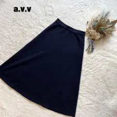 アーヴェヴェ ポンチフレアロング丈スカート ストレッチ素材 シンプル オフィス