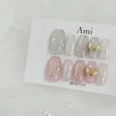 現品＊enoiミルクマグネット ブルーグレーピンク ぷっくりミラーハート 淡色