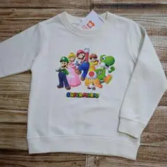 新品 未使用 スーパーマリオ 長袖 トレーナー 男の子 クリーム色 110