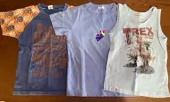 子供服　キッズ　半袖　Tシャツ　120cm 男の子　ブルー　オレンジ　ドクロ