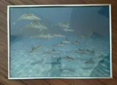 イルカの群れ イラスト ジグソーパズル 完成品315ピース パネル 額装