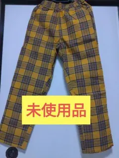 【未使用品】チェックパンツ　メンズ　レディース　韓国　カジュアルパンツ　黄色