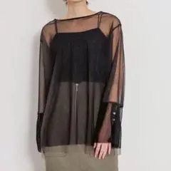 シアーチュールトップ　BLK×GRY