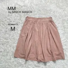 【MM】 膝丈 フレアスカート ピンク スエード調 M サイズ38