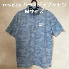 rosasen メンズ ハーフジップシャツ M 青