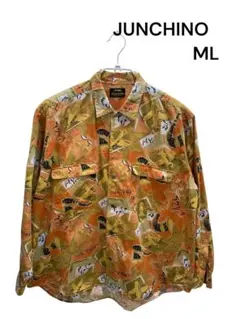 JUNCHINO ML 長袖シャツ　総柄　コシノジュンコ
