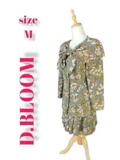【D.Bloom 】ツーピース レディーススーツ スカート花柄 デザイン襟 M