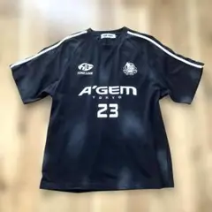 A'GEM ブラック 半袖　Tシャツ M 23 黒　加工ラグラン　エージェム