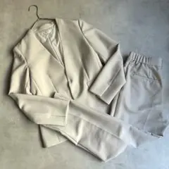 美品✨ロペピクニック スーツ セットアップ パンツ ノーカラー ボタンレス 通勤