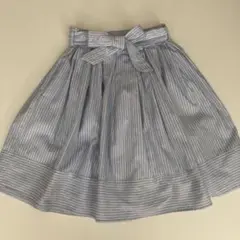 pom pontteストライプ切り替えフレアスカート（水色と白）