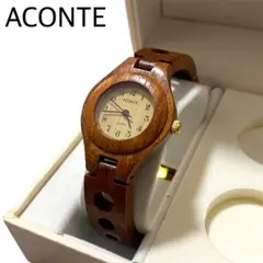 動作OK◎天然木【ACONTE】レディース腕時計 新品電池 リアルウッド 稼働品