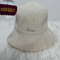 【美品】KENZO ハット　ユニセックスデザイン　オフホワイトロゴ入りM