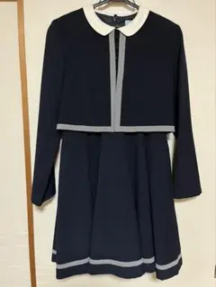 初売り　大特価　早い物勝ち　リンジィ　ワンピース　卒服　美品　女の子　150 極美品 リンジィ ワンピース ネイビー グレー 卒服 150