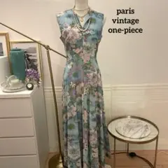 【2万円】paris vintage フラワーラメデザイン　ワンピース
