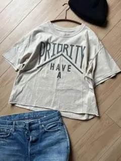 ザデイ　Tシャツ　カットソー　半袖　ロゴ　サーフ　カジュアル　切りっぱなし