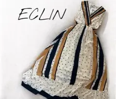 【完売品】エクラン ECLIN ラインドットカシュクールワンピース フリーサイズ