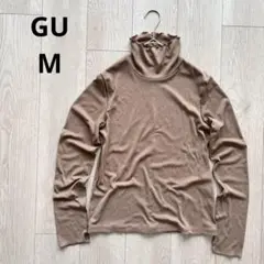 ジーユー GU ベージュ ソフトリブ タートルネック 長袖 M レイヤード