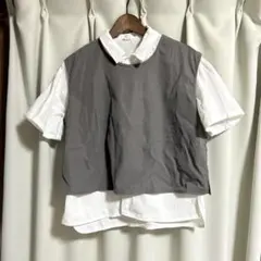 SHEIN レイヤード　重ね着　シャツ　ベスト　12Y 【まとめ買いで350円】
