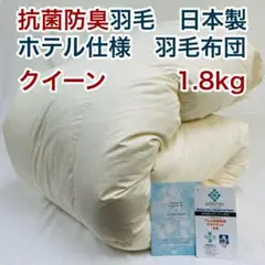 羽毛布団 クイーン 抗菌防臭羽毛 きなり 210×210cm 日本製
